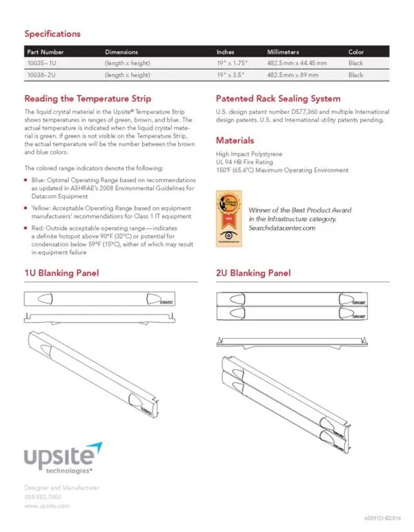 Blanking Panel with Temperature Strip - 2U - Image 4