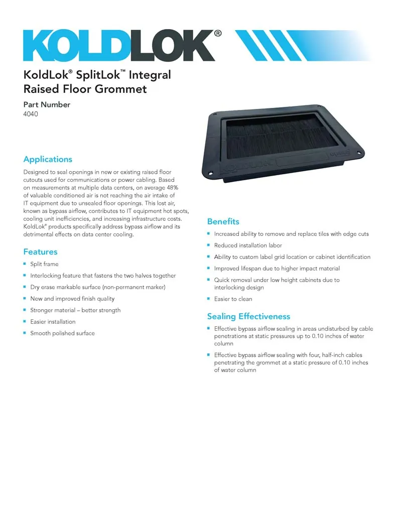SplitLok™ Integral Raised Floor Grommet - Image 2