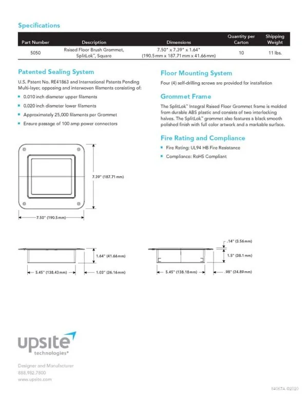 SplitLok™ Square Raised Floor Grommet - Image 3