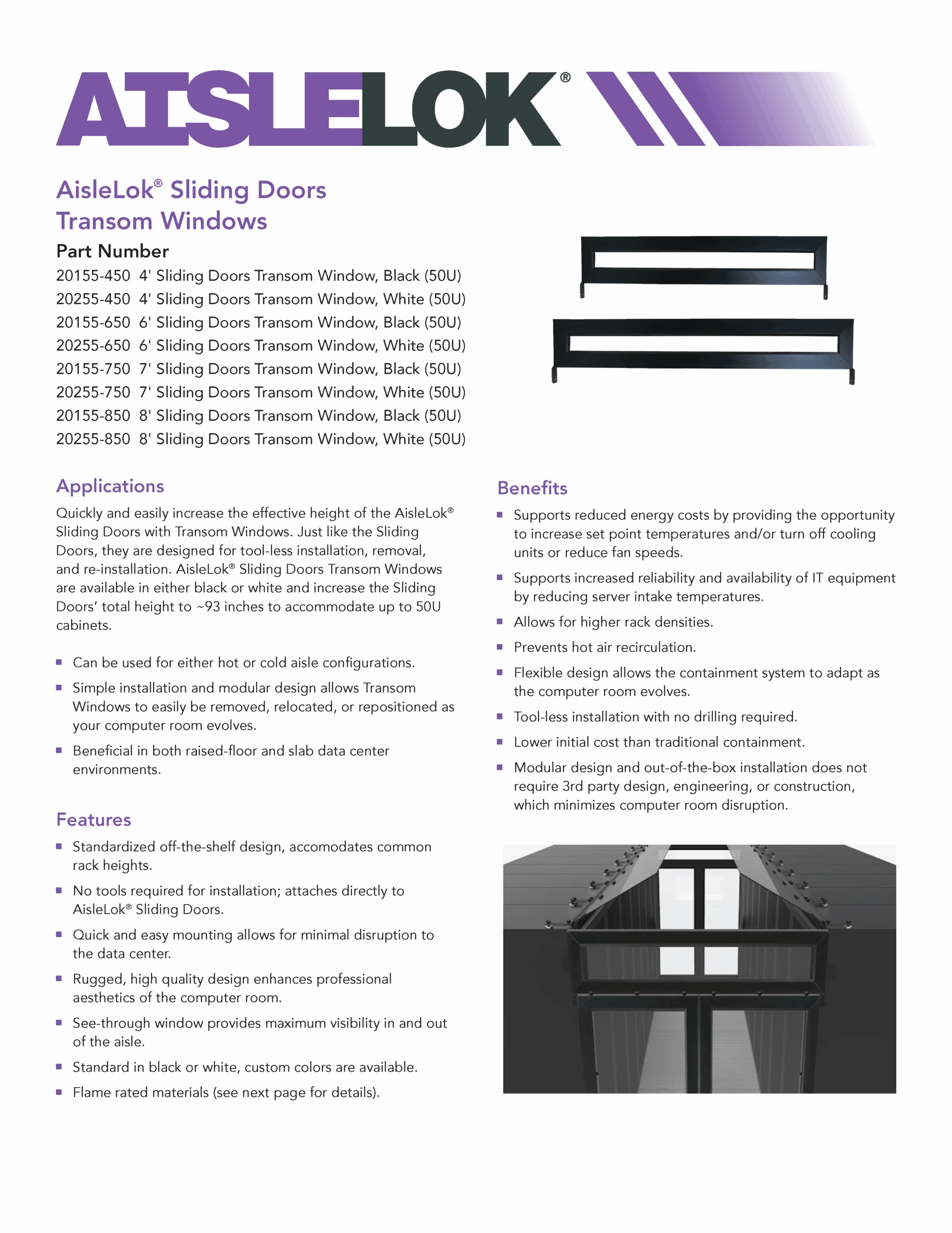 AisleLok 4’ Sliding Door Transom Window - Image 3