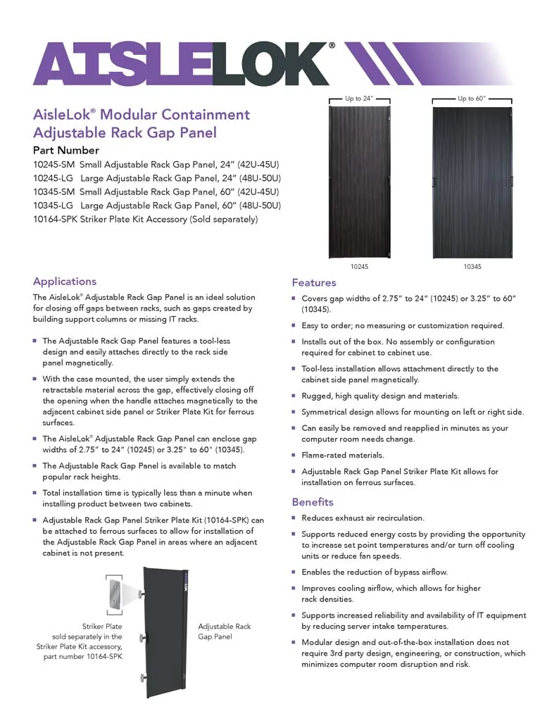 AisleLok  Adjustable Rack Gap Panel, 24" / 60" - Image 6
